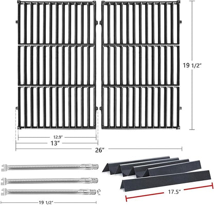 Hongso Replacement Parts for Weber Genesis 300 Series E310 S310 EP310 E320 EP320 E330 S330 EP330 Gas Grills (Front Mounted Controls), 7524 7528 Grill Grates, 62752 Burner Tubes, 7621 Flavorizer Bars