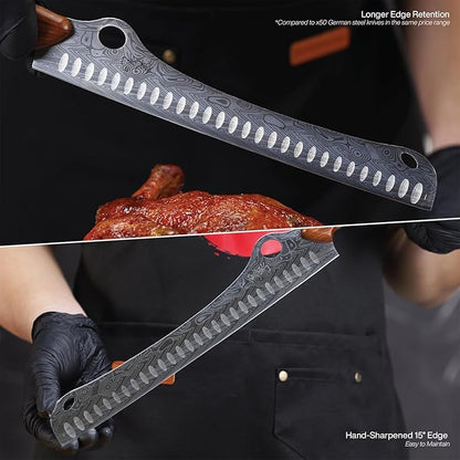 Jikko® SteelFang Edition – Japanese Brisket Knife 12" with Rosewood Handle | Premium Butcher & Carving Knife for Meat, BBQ, and Brisket Slicing – Ultra Sharp High-Carbon Stainless Steel Blade