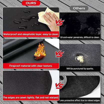 20 Inches Ash Barrier for Hot Fire Pit & BBQ Grill, Waterproof Heat Shield for Wood Decks & Grass, Portable Outdoor Camping Stove Pad, Easy to Clean Portable Stove BBQ Picnic Blanket