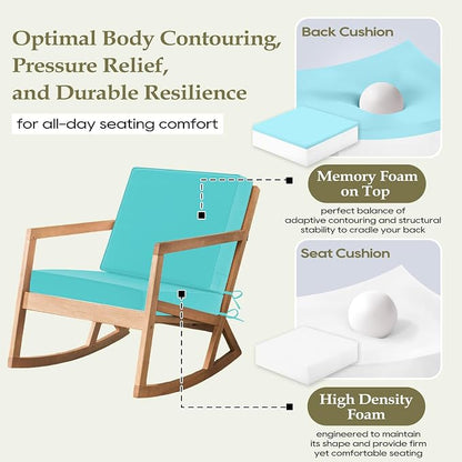 Wellsin Outdoor Deep Seat Patio Cushions, 24 x 24 Waterproof & 3-Year Fade Resistant Outdoor Cushions with Removable Covers,Ties and Handle for Chair, Sofa, Couch, Teal