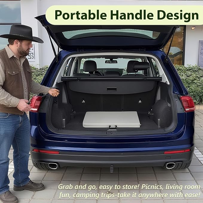 Folding Table, 6FT Foldable Picnic Table with Carrying Handle, Heavy Duty Fold-in-Half Portable Table for Weddings, Camping, RV Travel, Parties, BBQs, and Indoor Use, Easy to Fold and Store, White