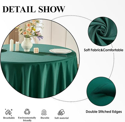 6 Pack Dark Green Round Tablecloths 90 Inch for Dining Tables | Washable Decorative Linen Polyester Table Cover for Banquets Buffets Parties and Weddings