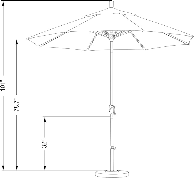 California Umbrella GSPT908302-5404 9' Round Aluminum Market, Crank Lift, Push Button Tilt, Black Pole, Sunbrella Natural
