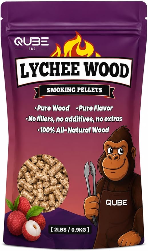Taiwanese Lychee Wood Smoking Pellets | Light Floral Fruitwood Smoke | Use Less, Taste More | 100% Natural Hardwood for All Grills & Smokers | 2 lb Bag