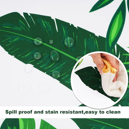 SquarePie 70 Inch Round Outdoor Tablecloth with Umbrella Hole and Zipper - Waterproof Spillproof Polyester Patio Table Cloth for Picnic Backyard, Palm Leaf