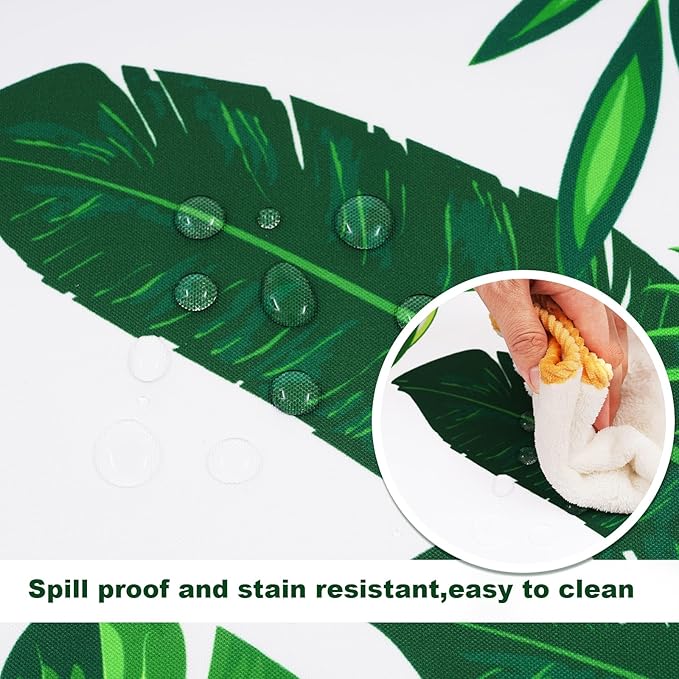 SquarePie Outdoor Tablecloth with Umbrella Hole and Zipper Rectangle Polyester Waterproof Spillproof Table Cloth for Spring Summer Picnic Patio Garden Poolside Camping BBQ, 60x84 inch Palm Leaf