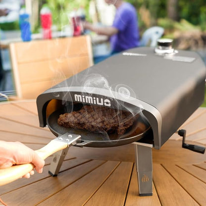 Mimiuo Manual-Rotate Gas Pizza Oven Outdoor – 60 Sec Bake, w/Stone & Peel