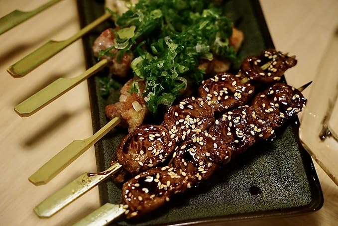 Gmark 100 Count Bamboo Paddle Skewers, 8 Inch Natural Flat Wooden BBQ Picks, Biodegradable Kabob Sticks for Grilling, Appetizers, Fruit, Meat & Shish Kebabs GM1076