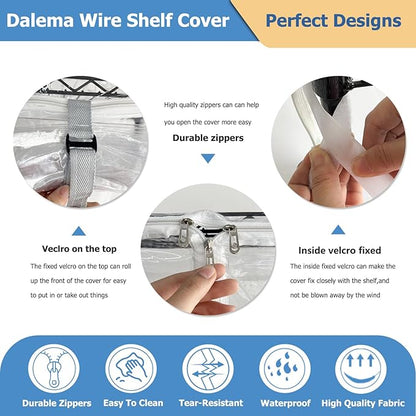 Waterproof Shelf Cover,Durable Dustproof Storage Wire Rack Covers,Outdoor Shelving Covers for Wire Shelves with Zipper 48''x18''x72'',Clear