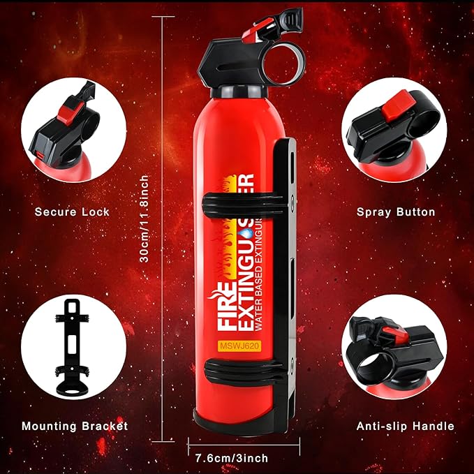 Fire Extinguisher for Home with Wall Mount - 2 Pack Upgraded 8-in-1 Portable Fire Extinguisher for Car Vehicle Boat House Kitchen, Water-Based Fire Extinguisher for A, B, C, K Fire