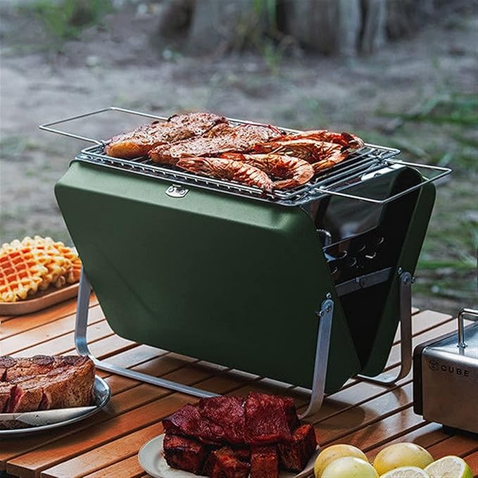 Portable Charcoal Grill Small Household BBQ Grill Outdoor Barbecue Grill Folding Camping Grill Stainless Steel Barbecue Stove for Camping BBQ, Tailgating, Park Parties,A-1
