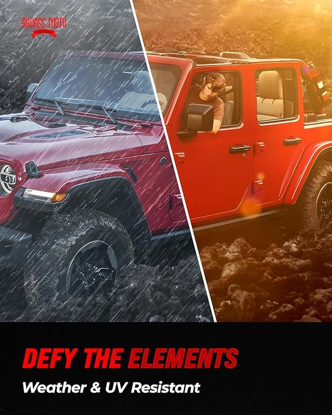 Badass Moto Fire Extinguisher Mount for Jeep - Roll Cage Holder, Adjustable for Wrangler JL, JK, JKU, TJ, CJ, Gladiator & Bronco, Fits Through 2026, No Drill, Off Road - Jeep/Bronco, Black, 2 Pack