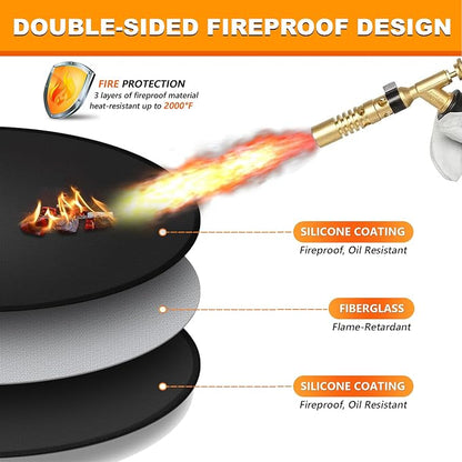 36" Fire Pit Mat for Solo Stove Bonfire, Round Fireproof Under Grill Mats for Outdoor Grill, Patio Protector Pad, Round BBQ Mat, Solo Stove Accessories