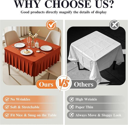PARTISKY Rust Spandex Square Tablecloths 54x54 Inch, 2 Pack Wrinkle Free Fitted Card Table Cloth Stretch Square Table Cover for Kitchen Dinner, Holiday Party, Wedding Banquet, Display Trade Show