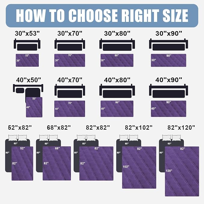 Smiry Waterproof Reversible Pet Couch Covers for Dogs | Pet Friendly, Soft Fabric, Washable Sofa Furniture Protector for Dogs Cat Kids, Checkered (52"x82", Purple/Purple)