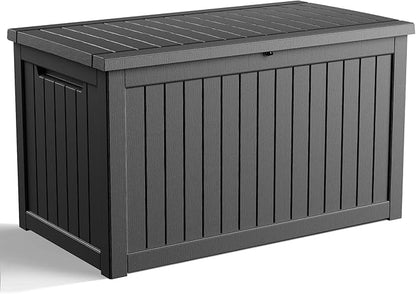 280 Gallon Large Outdoor Storage Box Waterproof, UV Resistant Resin Deck Box with Hydraulic Rod for Patio Furniture,Garden Tools,Cushions, Easy to Install（Black）