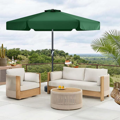 MASTERCANOPY 7.5ft Patio Umbrella with Valance, Crank & Tilt, Forest Green | 6 ribs, UV/fade-resist, waterproof, vent, for garden/deck/yard/pool
