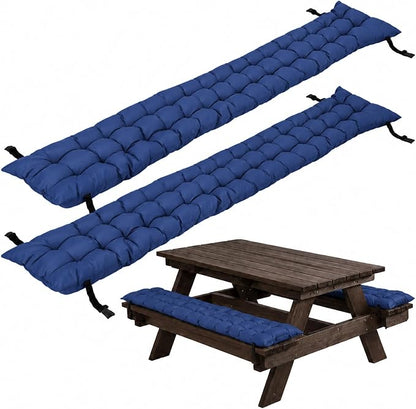 2pcs Picnic Table Bench Cushions, 72 x 10 x 3 Inch Outdoor Bench Seat Cushions with Ties, Tufted Patio Bench Pads for Picnic Table, Garden, Porch, Patio and Backyard Seating