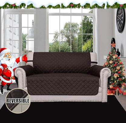 Easy-Going Reversible Couch Cover, 2 Cushion Sofa, Chocolate/Beige | Loveseat, Slipcover For Dogs, Water Resistant Furniture Mat, Living Room, Non-Slip Sofa Cover, Pet Friendly