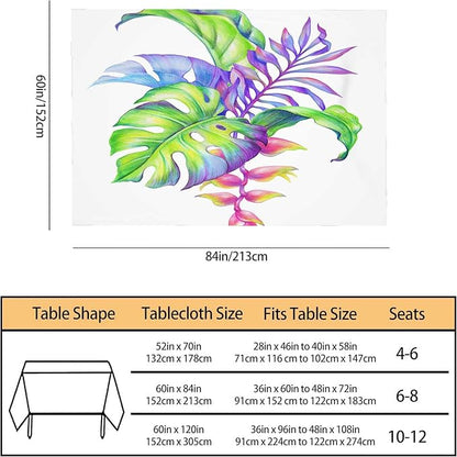 Colorful Palm Leaves Decorative Rectangle Tablecloth Tropical Floral Foliage Exotic Summer Polyester Table Cloths Kitchen Table Cover for Dining BBQ Picnic Coffee Table 60 x 84 Inch 6-8 Seats