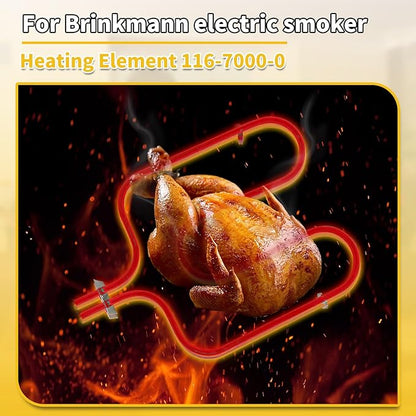 Electric Heating Element for Brinkmann Smoker Replacement, 1500W 120V Heating Coil Fits 810-7080-K, 850-7005-0, 810-7090-S, 116-7000-0 Electric Smoker Parts