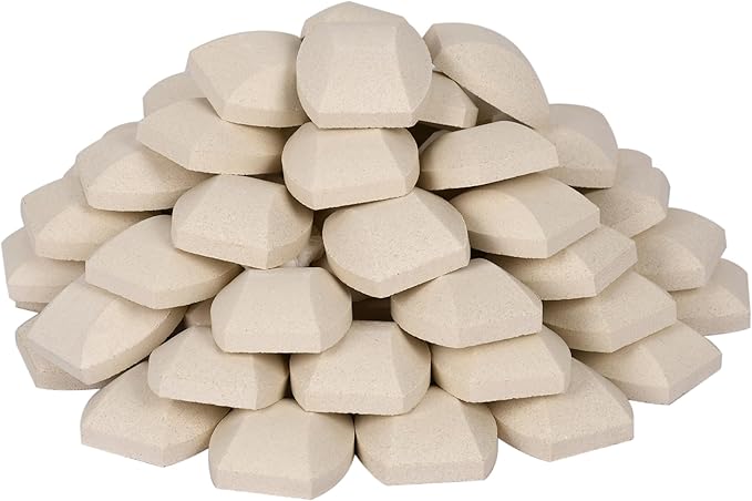 Leship Ceramic Briquettes Replacement for Turbo, Nexgrill Gas Grills, Gas Grill Briquettes Replacement for Lava Rocks, 50-Piece, 2 x 2 inches