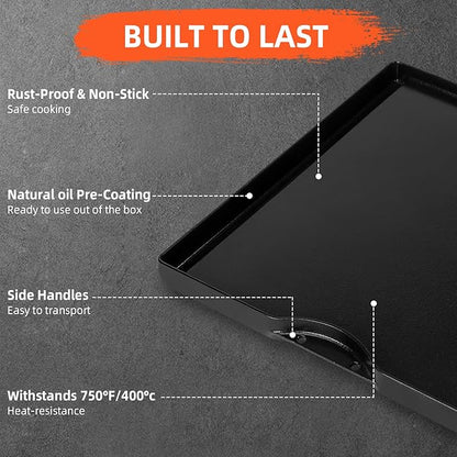 Grill Griddle for Weber Genesis 300 & 400 Series (2022+),Porcelain-Enameled Cast lron Dual Sided Sear Replacement Parts for Weber,hick Nonstick BBQ Griddle Pan,16.14" x 16.14"