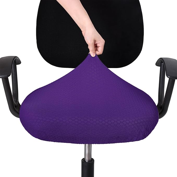 Smiry Office Computer Chair Seat Covers for Desk, Anti-dust Protector | Stretch Jacquard Removable Washable Desk Chair Seat Cushion Protectors, Violet