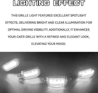 4 PCS Grille Lights for Trucks, Amber LED Lights with Wiring Harness, Waterproof Car Front Grille Raptor Style Trim Lamps for Ford F150 F250 F350 Dodge Ram 1500, Car Accessories (Black & White)
