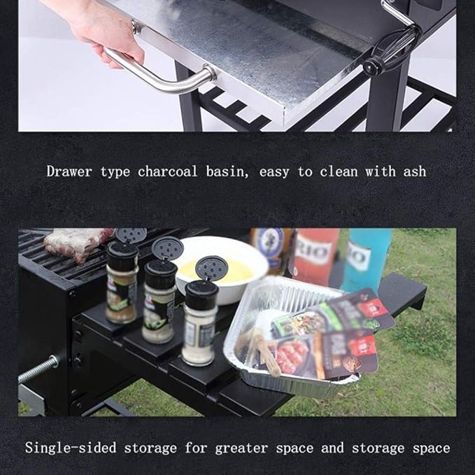 Barbecue Grill Portable Household Coarse Charcoal Barbecue, Foldable Picnic Shelf in The Field is Stable and Durable, 108X51X61cm