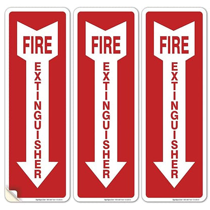 Fire Extinguisher Decal Self Adhesive Sticker 4x12" 4 Mil Vinyl SignIndoor & Outdoor Use UV Protected & Waterproof Sleek (3 Pack)