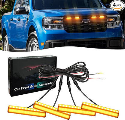 Front Grille Led Light For 2022-2025 Ford Maverick Accessories | Fits Maverick Lariat XL XLT Lobo All Trims,Maverick Raptor Style Grill Lights with adaptor fuse Waterproof (DIY Style-White)