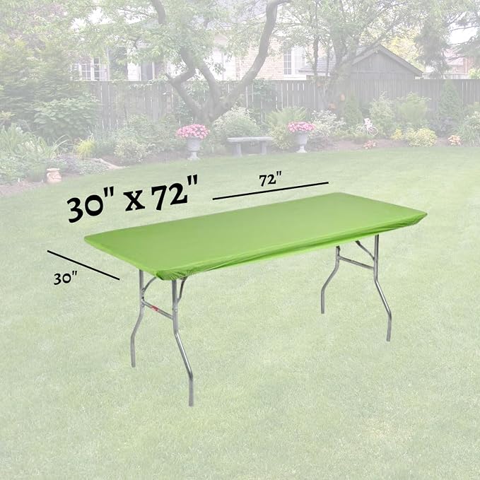 6' Rectangle Plastic Table Covers 30" x 72", Bundle of 5 (Lime Green)
