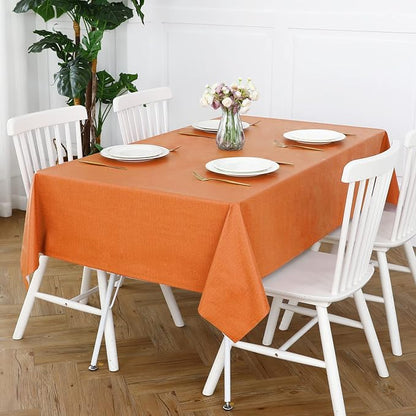 Romanstile Halloween 100% Waterproof PVC Tablecloth, Rectangle Oil Spill Proof Stain Resistant Vinyl Table Cloth, Wipe Clean Plastic Table Covers for Kitchen/Dining/Parties - 54 x 78 Inch, Orange