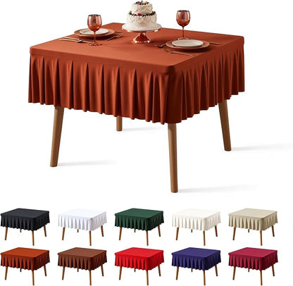 PARTISKY Rust Spandex Square Tablecloths 34x34 Inch, Wrinkle Free Fitted Card Table Cloth Stretch Square Table Cover for Kitchen Dinner, Holiday Party, Wedding Banquet, Display Trade Show