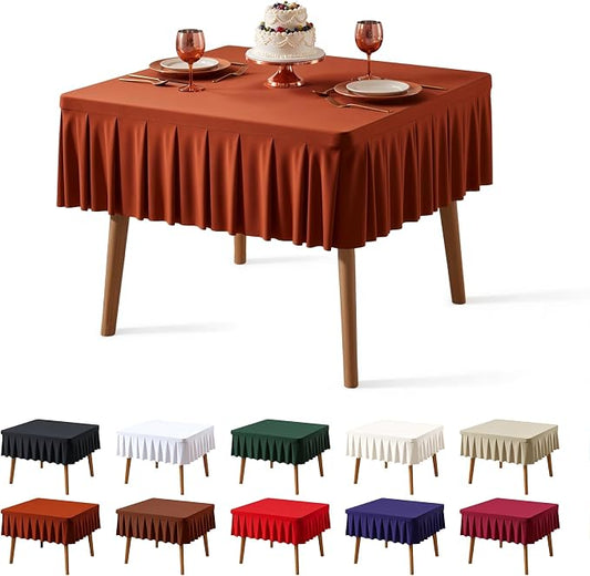 PARTISKY Rust Spandex Square Tablecloths 34x34 Inch, Wrinkle Free Fitted Card Table Cloth Stretch Square Table Cover for Kitchen Dinner, Holiday Party, Wedding Banquet, Display Trade Show