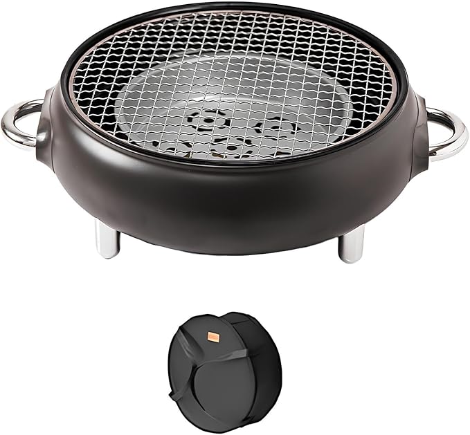 Mini Portable Barbecue Grill, Outdoor BBQ Grill Korean Style Charcoal Grill, Easy to Assemble and Clean, A Variety of Packages Available(Dark Gray,B)