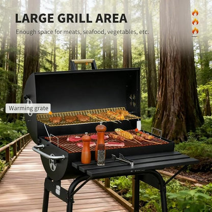 30 Inch Wheeled Portable Charcoal BBQ Grill, Outdoor Family Barbecue Grill