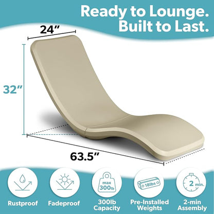 Coast Modern in Pool Lounge Chair - Waterproof & Weighted Chaise Lounger - Outdoor Pool Furniture for Patio or in Baja Shelf - Sand