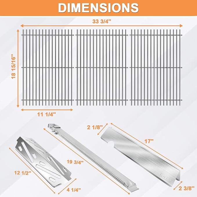 Genesis II GS4 Grill Parts for Weber 4 Burner Genesis 2 GS4 Genesis II/II LX 400 SER, Genesis 400 (2022 YRS) Replacement for Weber Flavorizer Bars 66033, Grates 66089,Heat Deflector 66041&Burner 67490
