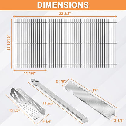 Genesis II GS4 Grill Parts for Weber 4 Burner Genesis 2 GS4 Genesis II/II LX 400 SER, Genesis 400 (2022 YRS) Replacement for Weber Flavorizer Bars 66033, Grates 66089,Heat Deflector 66041&Burner 67490
