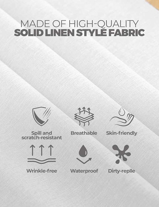 Decorelia Faux Linen White Table Cloths for 4 Ft Rectangle Tables-6 Pack, Washable Polyester Rustic Fabric Faux Linen Table Cloth Cover for Wedding,Outdoor,Events, Party,Banquet, Dining, 60x84 Inch
