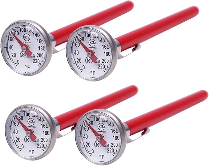 Instant Read 1-Inch Dial Thermometer(4-Pack),Best for The Coffee Drinks,Chocolate Milk Foam