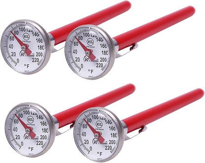 Instant Read 1-Inch Dial Thermometer(4-Pack),Best for The Coffee Drinks,Chocolate Milk Foam