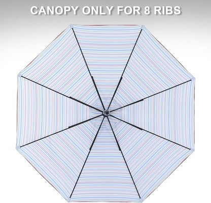 MASTERCANOPY Patio Umbrella 10 ft Replacement Canopy for 8 Ribs-Red&Green Stripe Canopy Only