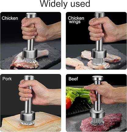 Stainless Steel Meat Tenderizer Tool, 21 Sharp Needles, Meat Piercing, Tenderizing Steak, Beef, Chicken, Pork, Barbecue, Marinating, Small Meat Grinder