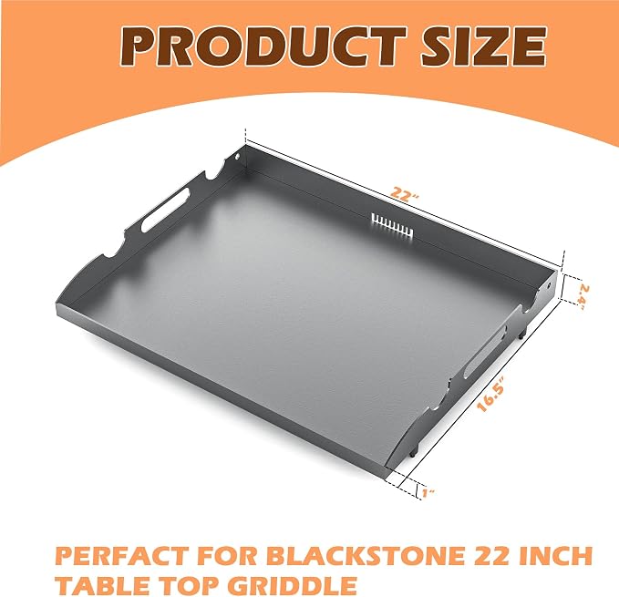 New Upgrade 22 inch Griddle Replacement Top for Most Blackstone 22 inch Tabletop Grill with Rear Grease System, Blackstone 2 Burner Flat Top Gas Griddle Grill Replacement Parts