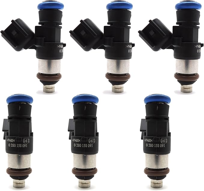 HiSport Fuel Injectors 0280158091 6PCS Compatible with FORD LINCOLN MAZDA 3.5L 3.7L V6 2007-2011 Replacement FJ1000 67606 7T4E-C5A 7T4Z-9F593-CA 0280158077