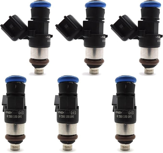 HiSport Fuel Injectors 0280158091 6PCS Compatible with FORD LINCOLN MAZDA 3.5L 3.7L V6 2007-2011 Replacement FJ1000 67606 7T4E-C5A 7T4Z-9F593-CA 0280158077