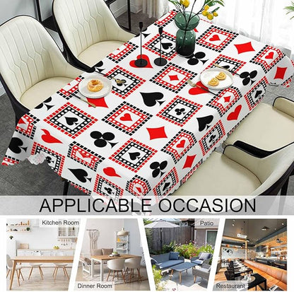 52x70 Inch Tablecloth Playings Cards, Poker Diamond Hearts Spades Poker Non-Fading Table Covers Kitchen Dinning Tabletop Decoration, Washable Table Cloth for Outdoor and Indoor Use